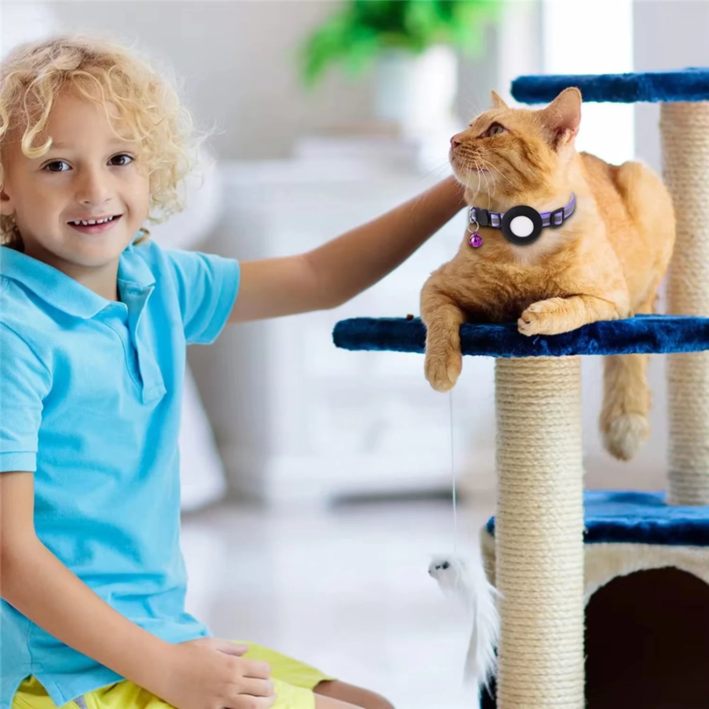 Pet Cat GPS Tracking with Holder Reflective Cat Collar with Bell Ring Locator Pet Accessories paw