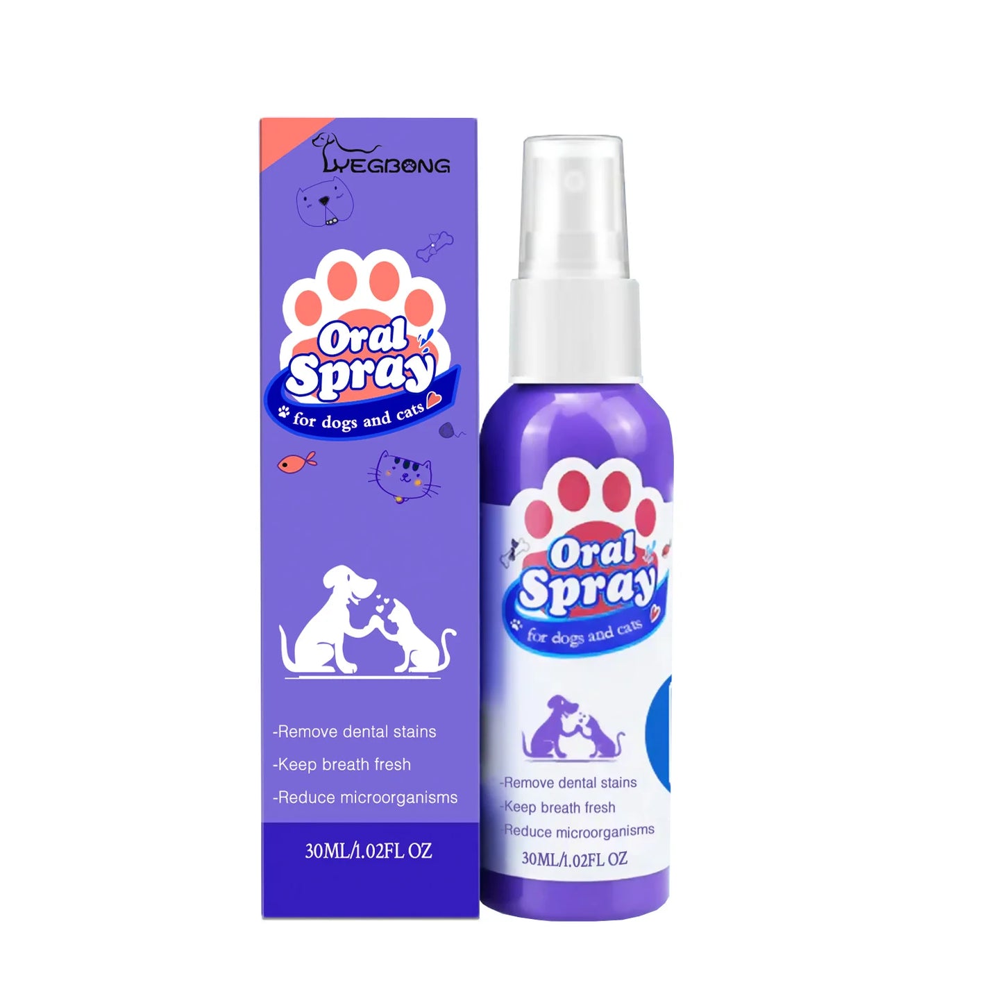 Pet Teeth Cleaning Spray Oral Care Remove Tooth Stains Keep Fresh Breath for Cats and Dogs Whitening Remove bad breath