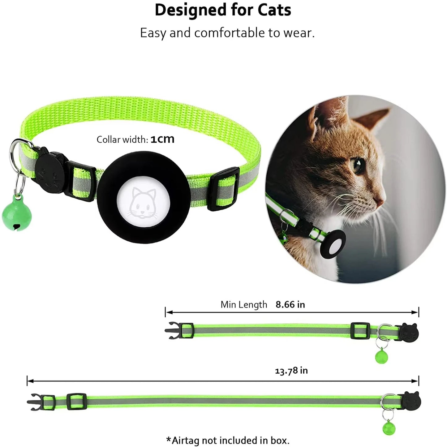 Pet Cat GPS Tracking with Holder Reflective Cat Collar with Bell Ring Locator Pet Accessories paw