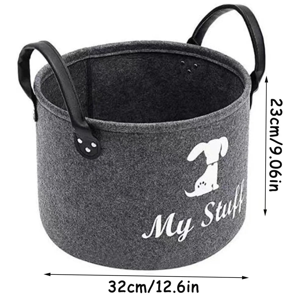 Felt Pet Toy Box Pet Toy Storage Basket Dog Toy Box Special Storage Basket for Organizing Pet Supplies Blanket Pet Storage Box
