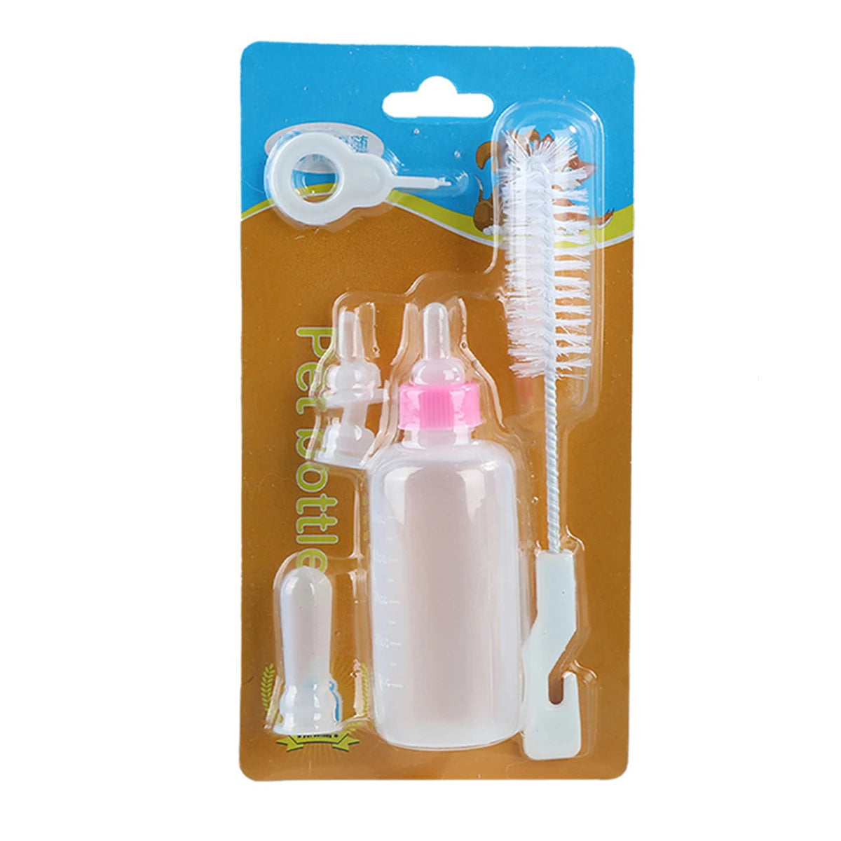 1 Set 50cc Pet Cat Milk Bottle Dog Cat Silicone Milk Bottle Portable Kitten Feeding Drinking Water Milk Nursing Bottle Red/Blue