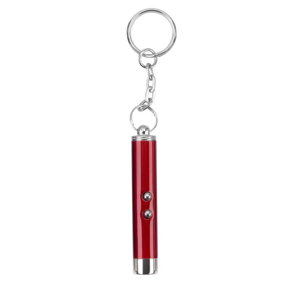 2-In-1 Cat Pet Toy Red Laser Light LED Pointer Pen Torch Interactive Training Pet Toy Pen Dog Toy Keyring 4mW Fun Toys Laser