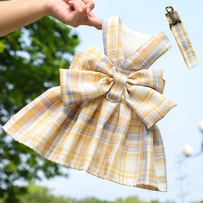 Dog Harness Vest Leash Set Lattice Puppy Dress Clothes For Small Dogs Collar Perro Adjustable Pets Clothing Chihuahua Bulldog XS