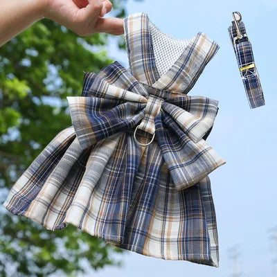 Dog Harness Vest Leash Set Lattice Puppy Dress Clothes For Small Dogs Collar Perro Adjustable Pets Clothing Chihuahua Bulldog XS