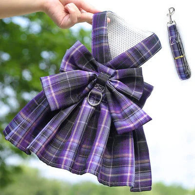 Dog Harness Vest Leash Set Lattice Puppy Dress Clothes For Small Dogs Collar Perro Adjustable Pets Clothing Chihuahua Bulldog XS
