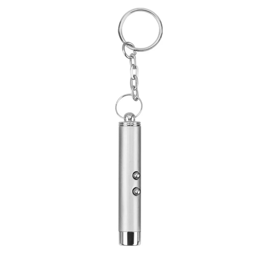 2-In-1 Cat Pet Toy Red Laser Light LED Pointer Pen Torch Interactive Training Pet Toy Pen Dog Toy Keyring 4mW Fun Toys Laser