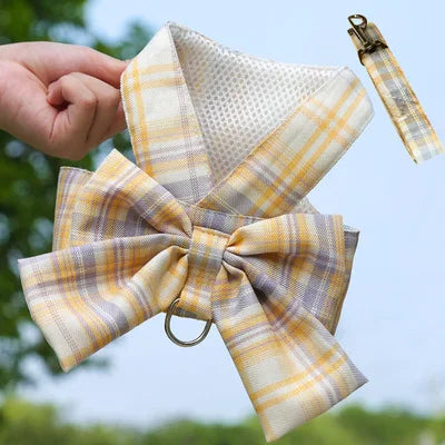 Dog Harness Vest Leash Set Lattice Puppy Dress Clothes For Small Dogs Collar Perro Adjustable Pets Clothing Chihuahua Bulldog XS