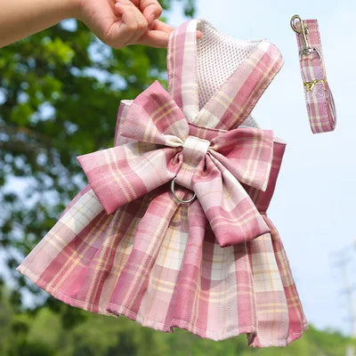 Dog Harness Vest Leash Set Lattice Puppy Dress Clothes For Small Dogs Collar Perro Adjustable Pets Clothing Chihuahua Bulldog XS