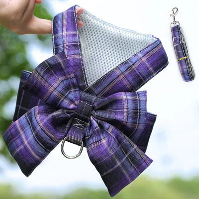 Dog Harness Vest Leash Set Lattice Puppy Dress Clothes For Small Dogs Collar Perro Adjustable Pets Clothing Chihuahua Bulldog XS
