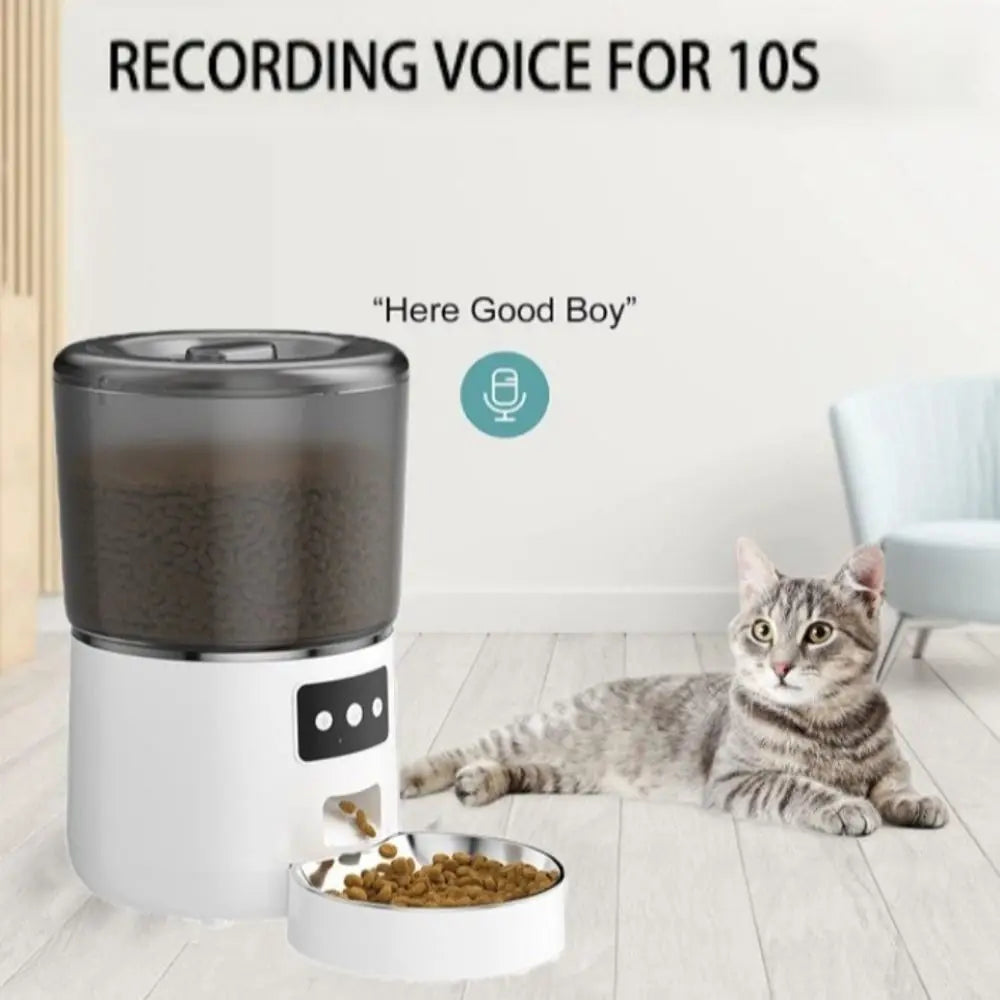 4L Smart Pet Feeder Stainless Steel Bowl Remote Control APP Control Feeder WIFI Enabled 9-Meal Dog Food Dispenser Home Use