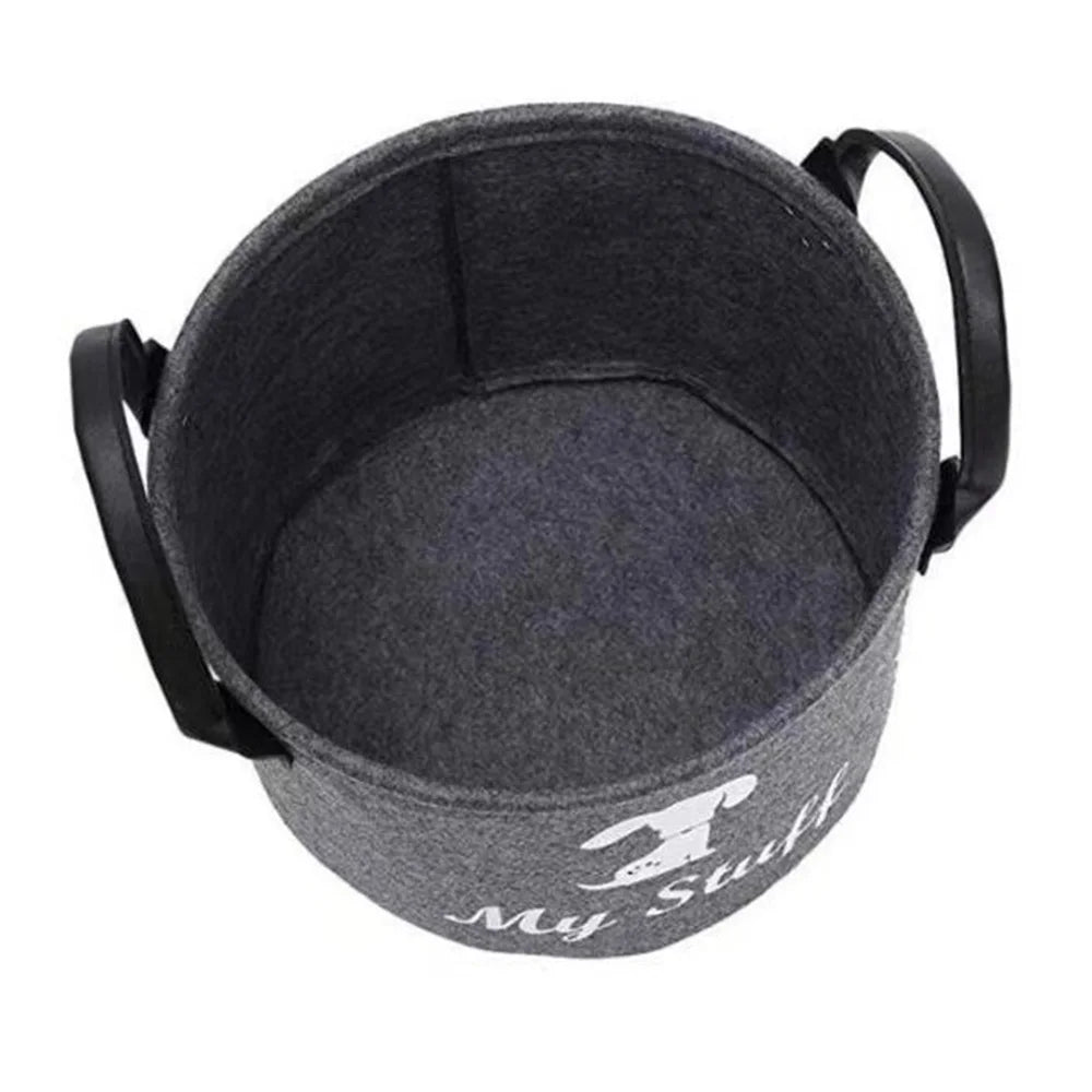 Felt Pet Toy Box Pet Toy Storage Basket Dog Toy Box Special Storage Basket for Organizing Pet Supplies Blanket Pet Storage Box