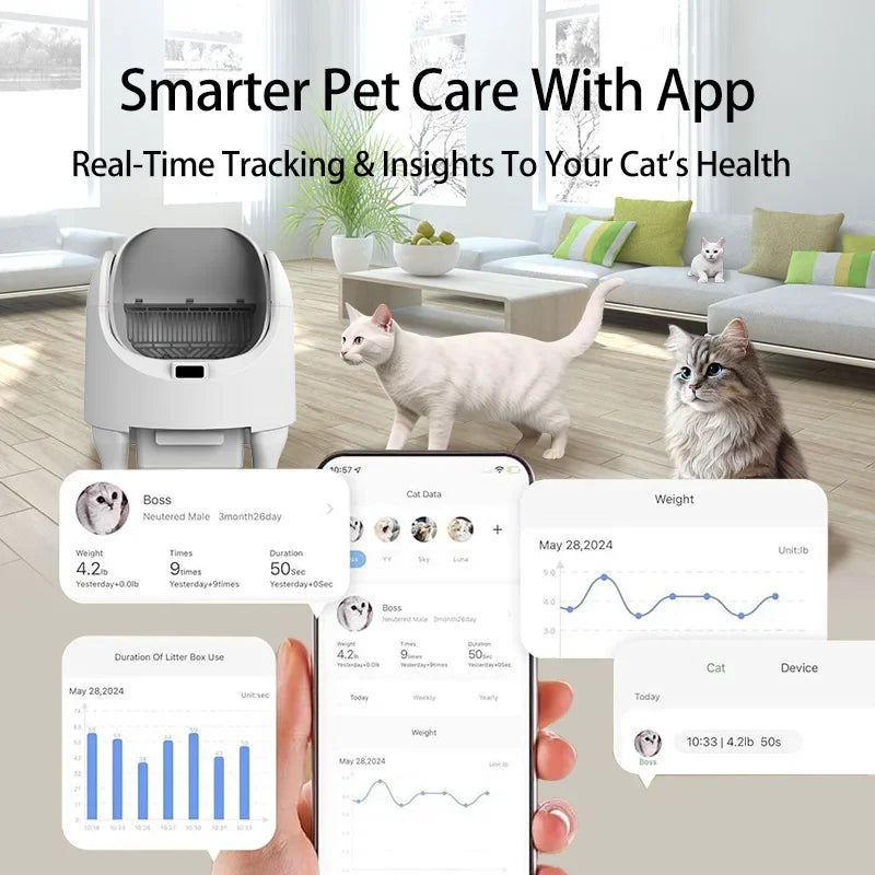 Smart Cat Litter Box With WIFI Control Automatic Self-Cleaning Semi Closed Cat Litter Box Easy to Clean Cat Toilet Pet Supplies