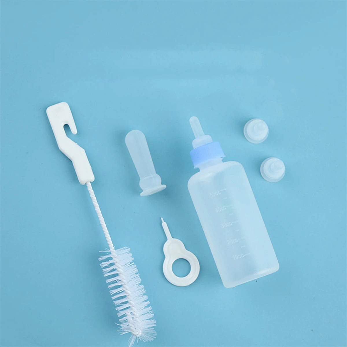 1 Set 50cc Pet Cat Milk Bottle Dog Cat Silicone Milk Bottle Portable Kitten Feeding Drinking Water Milk Nursing Bottle Red/Blue