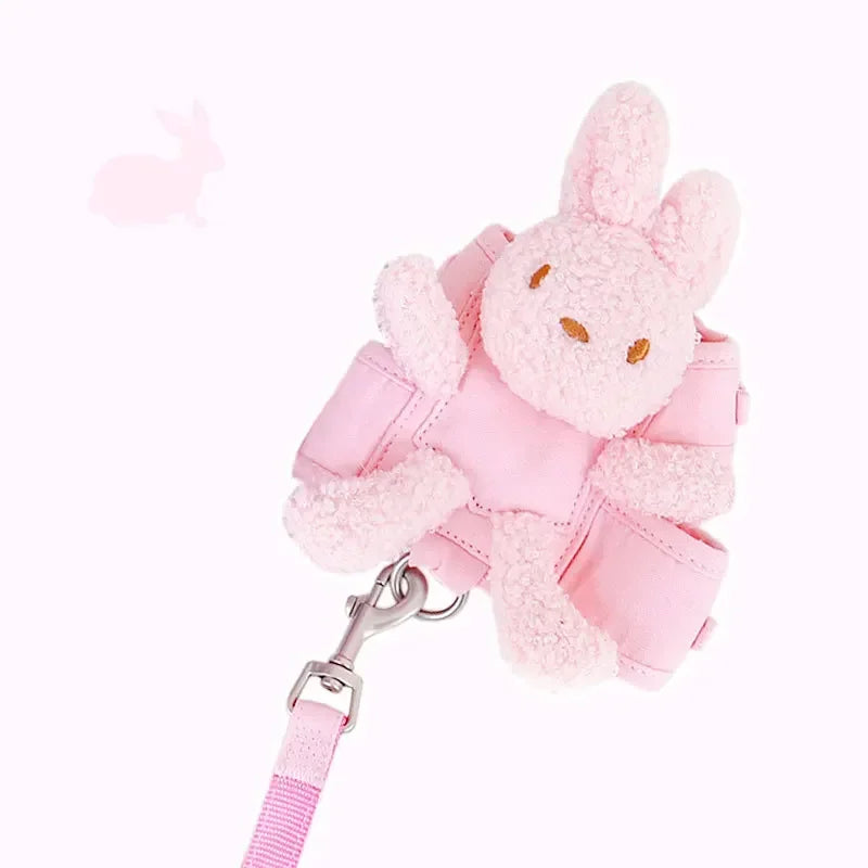 Cute Plush Bunny Chest Strap Vest Dog Traction Rope Walking Dog Rope Dog Chain Strap Puppy Small Dog Cat Supplies Dog Collar