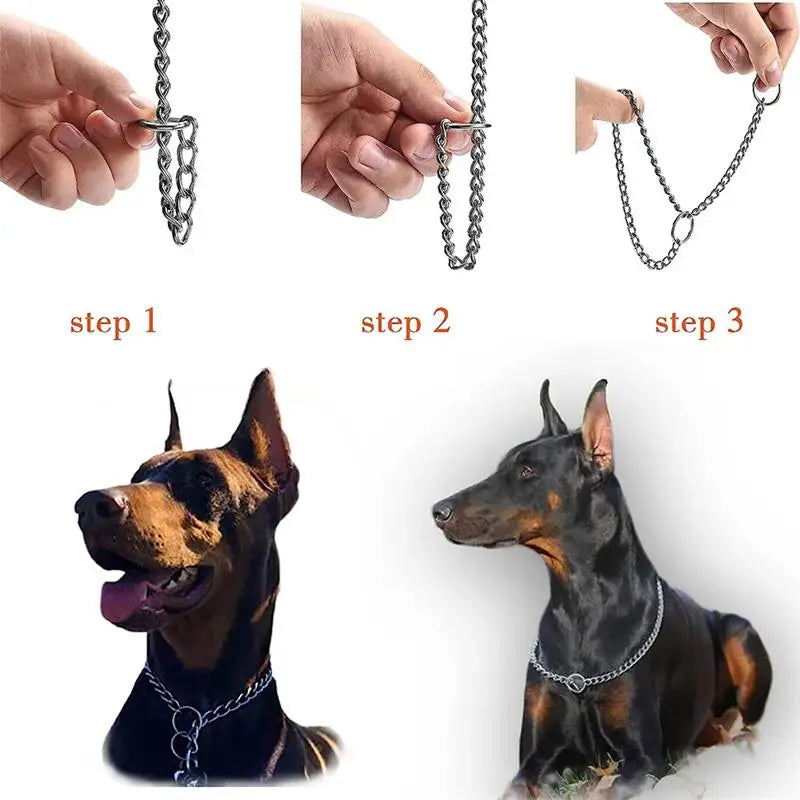 4 Size Stainless Steel Slip Chain Collar for Dog Adjustable Pet Accessories Dog Collar for Small Medium Large Dog Collar