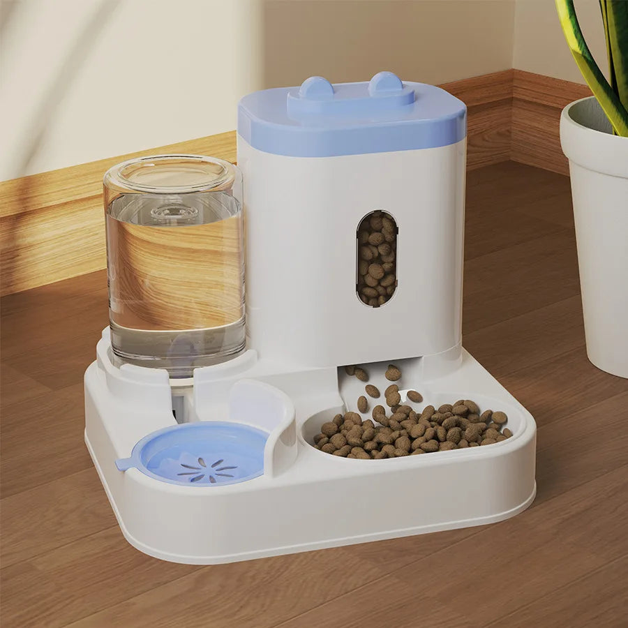 Automatic Pet Feeder and Waterer 2in1 Large Capacity Food Water Bowl for Cats and Dogs Smart Dispenser with Timer