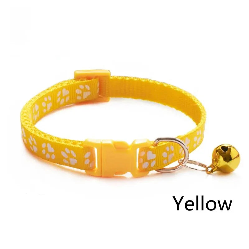 1/6/18pcs Pet Collar With Bell Footprints Colorful Dog, Dog, Cat Accessories Cat Collar Adjustable Bell Ring Necklace Pet