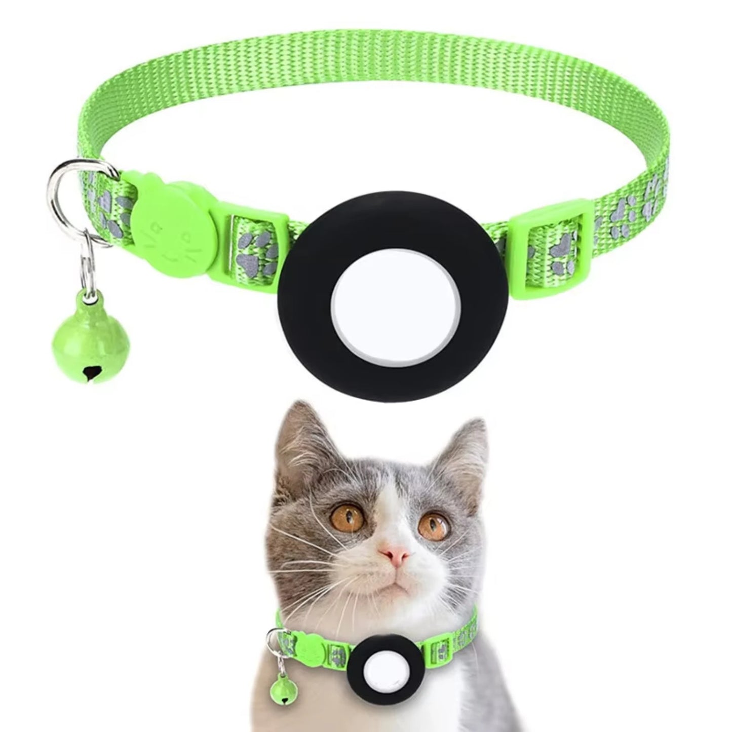 Pet Cat GPS  Tracking  with Holder Reflective Cat Collar with Bell Ring Locator Pet Accessories  paw
