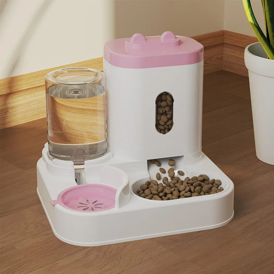Automatic Pet Feeder and Waterer 2in1 Large Capacity Food Water Bowl for Cats and Dogs Smart Dispenser with Timer
