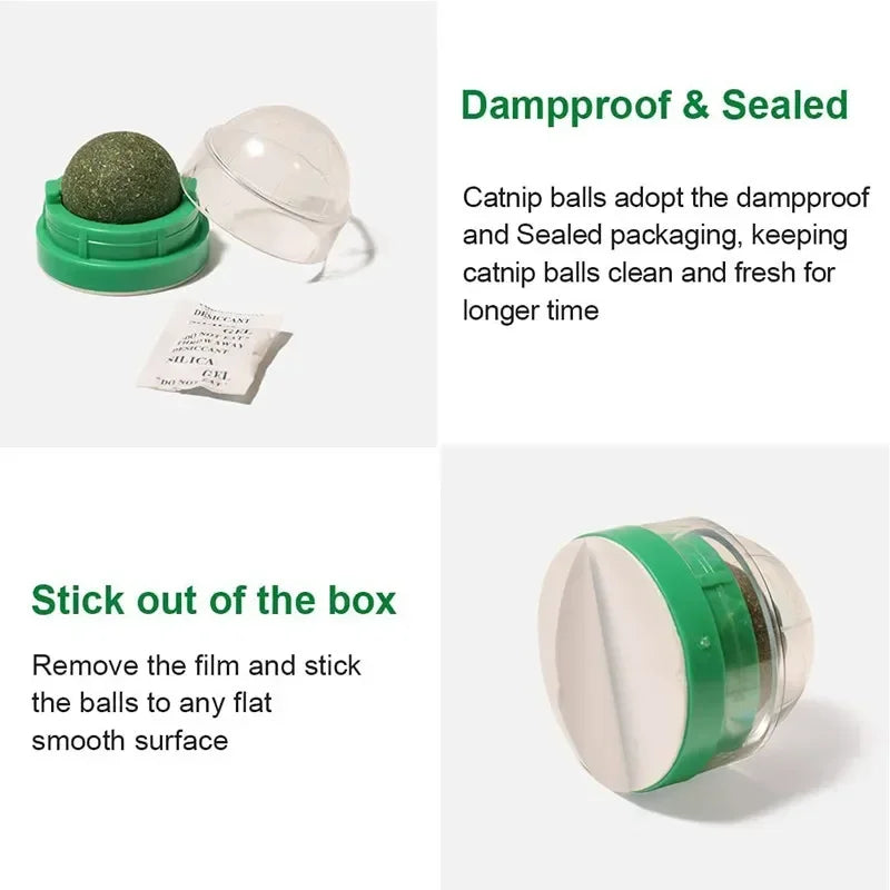 Cats Toys Cat Mint Ball Rotation Catnip Wall Ball Licking Snacks Freshen Breath Remove Hair Balls Pet Supplies Cats Accessories