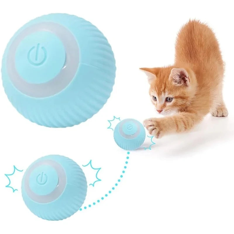 Pet Toy nteractive Rolling Cat Ball, Dog Toys Indoor, 360° Smart Automatic Rolling Ball Faux Tail Rechargeable Electric Pet Toy