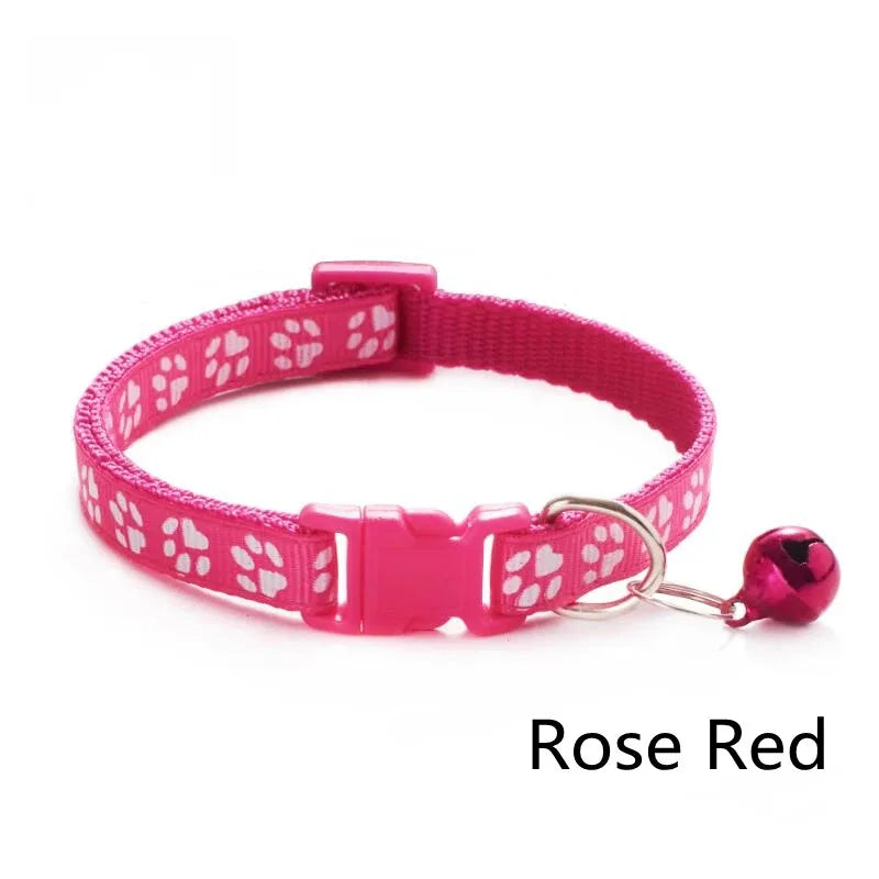 1/6/18pcs Pet Collar With Bell Footprints Colorful Dog, Dog, Cat Accessories Cat Collar Adjustable Bell Ring Necklace Pet