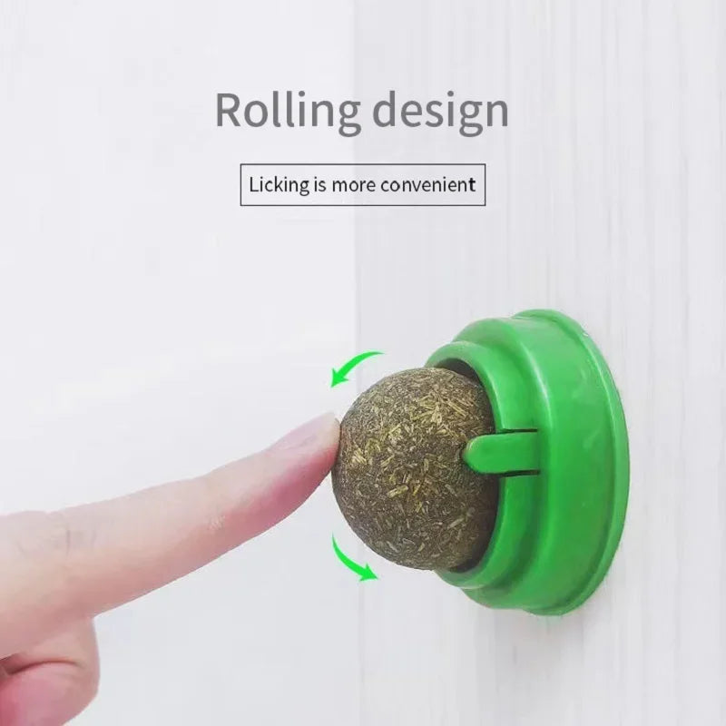 Cats Toys Cat Mint Ball Rotation Catnip Wall Ball Licking Snacks Freshen Breath Remove Hair Balls Pet Supplies Cats Accessories