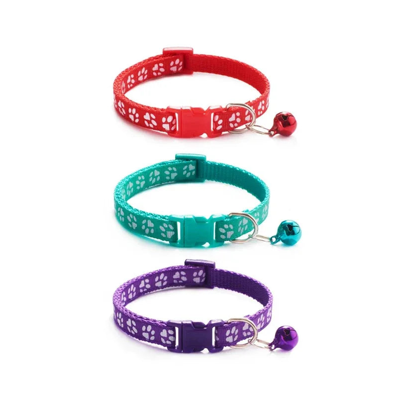 1/6/18pcs Pet Collar With Bell Footprints Colorful Dog, Dog, Cat Accessories Cat Collar Adjustable Bell Ring Necklace Pet